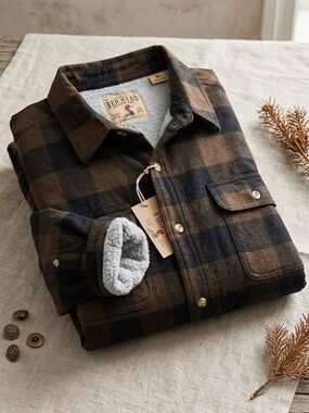 RedHead Brown and Black Plaid Sherpa-Lined Button-Up Shirt